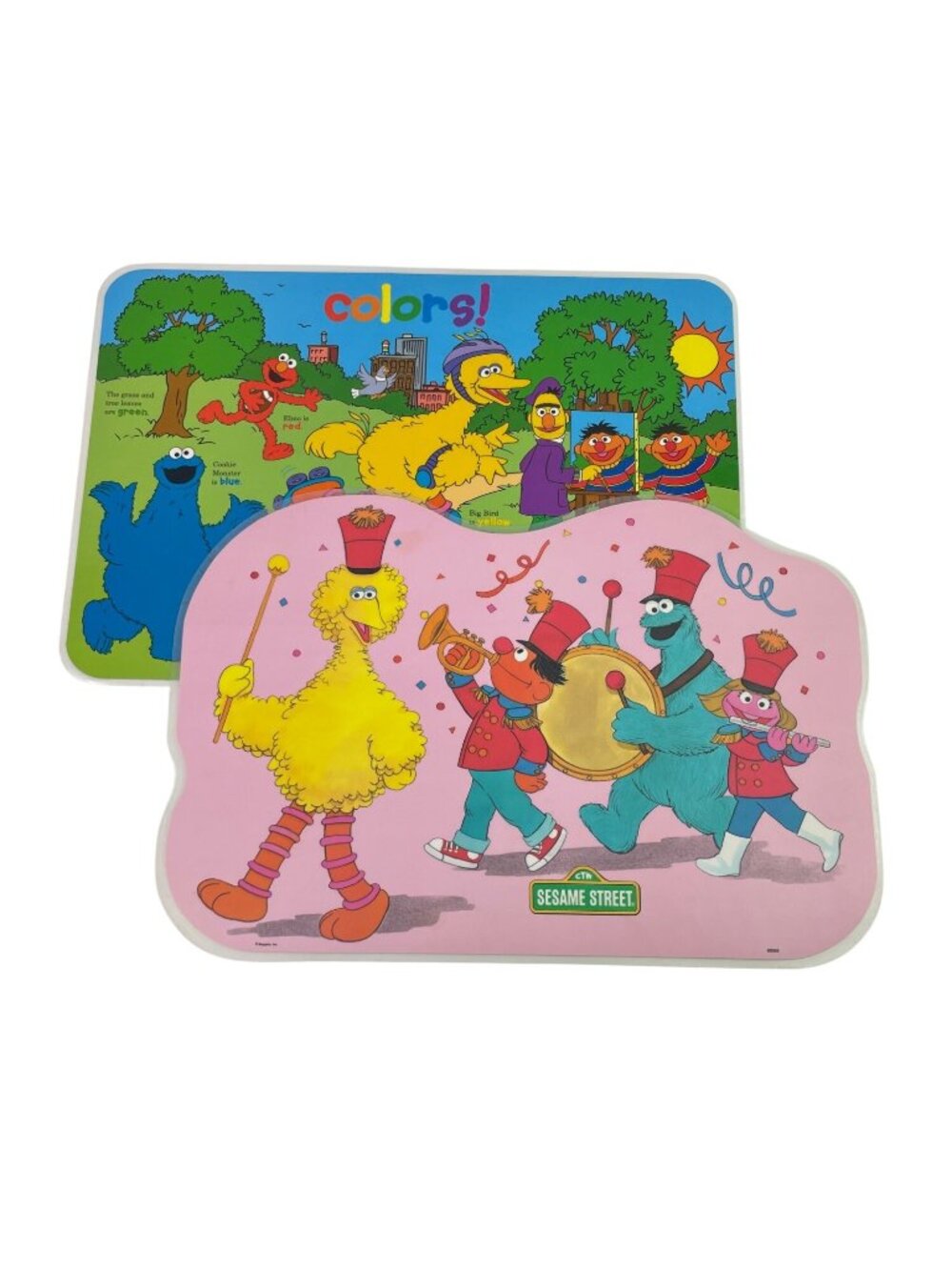 Sesame Street Placemats Wipeable Activity Playtime 2002 Set of 2 Laminated